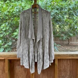 14th & Union Longline Open Front Crocheted Cardigan In Oatmeal Size M. NEW.